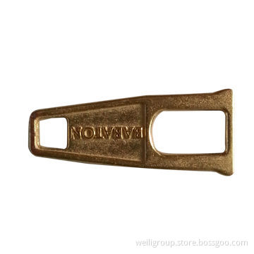 Metal zipper pull, made of metal alloy